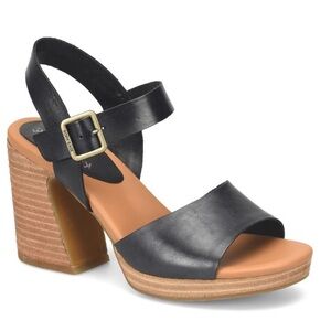 NIB Kork-Ease Heleena Black Leather Platform Comfort Sandal Size 10